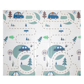 Covoras de joaca termic, masinute si animalute, 180 x 200 x 1 cm, pliabil, doua fete, protectie impotriva loviturilor